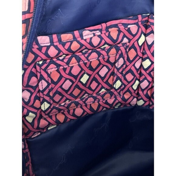 VERA BRADLEY Katalina Pink Diamonds Campus Backpack Blue White Bag Retired main image 11